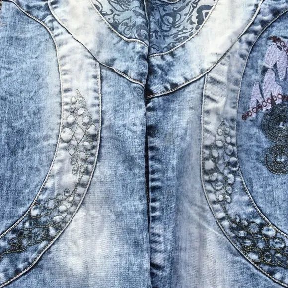 VTG Retro RARE Multi Media Pattern Boho punk skinny jean