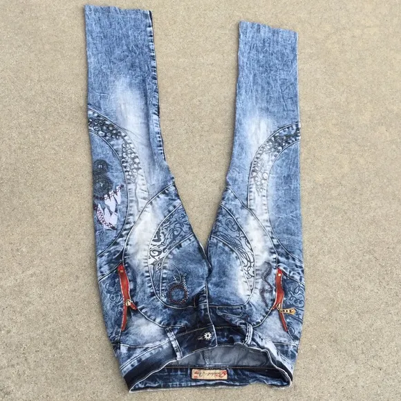 VTG Retro RARE Multi Media Pattern Boho punk skinny jean