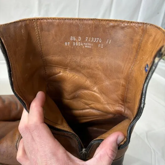VTG. Weeds by Florsheim Brown Leather Western Style Boots Lug Sole