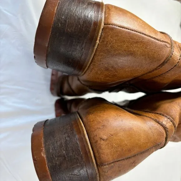 VTG. Weeds by Florsheim Brown Leather Western Style Boots Lug Sole