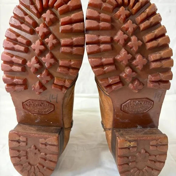 VTG. Weeds by Florsheim Brown Leather Western Style Boots Lug Sole