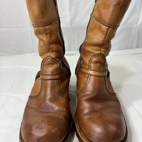 VTG. Weeds by Florsheim Brown Leather Western Style Boots Lug Sole