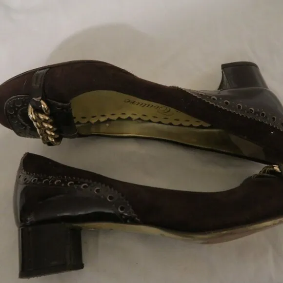 VTG Y2K Juicy Couture Women's Brown Velvet Chain Pumps Heel Shoes Size 7 Italy