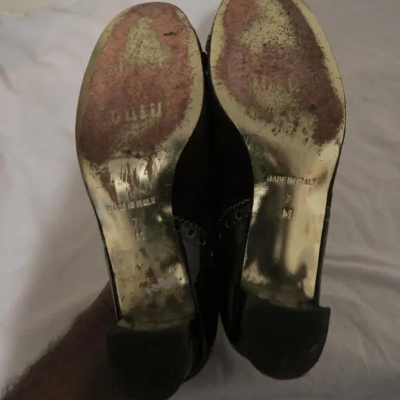 VTG Y2K Juicy Couture Women's Brown Velvet Chain Pumps Heel Shoes Size 7 Italy