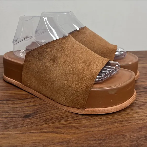 Wal &amp; Pai Stone EU Size 41/10.5 Platform Sandals Tan Leather Suede Boho Earthy