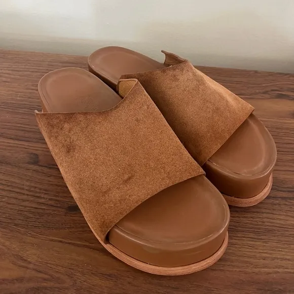 Wal &amp; Pai Stone EU Size 41/10.5 Platform Sandals Tan Leather Suede Boho Earthy