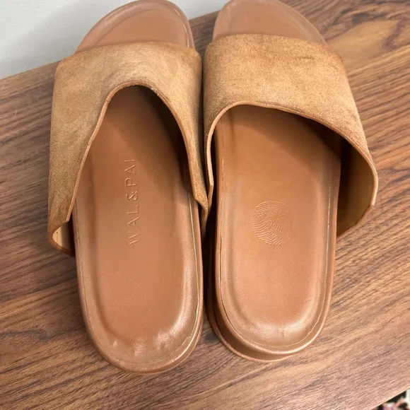 Wal &amp; Pai Stone EU Size 41/10.5 Platform Sandals Tan Leather Suede Boho Earthy
