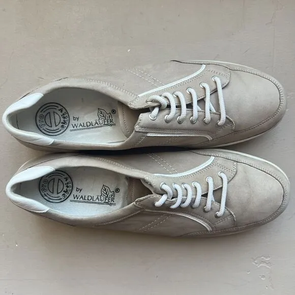 Waldlaufer Pro Aktiv Jasmine Beige  Leather Sneaker Shoes Tan Beige Women's 7.5