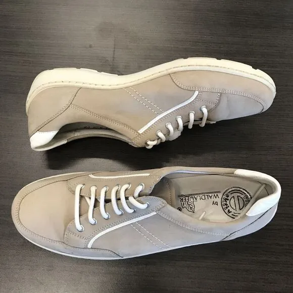 Waldlaufer Pro Aktiv Jasmine Beige  Leather Sneaker Shoes Tan Beige Women's 7.5