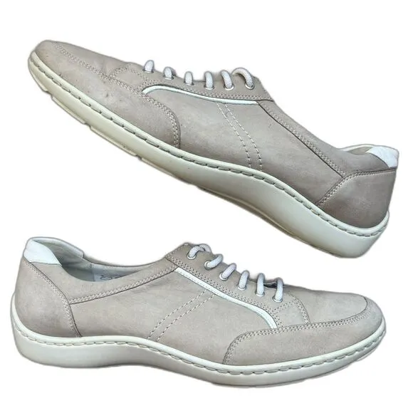 Waldlaufer Pro Aktiv Jasmine Beige  Leather Sneaker Shoes Tan Beige Women's 7.5