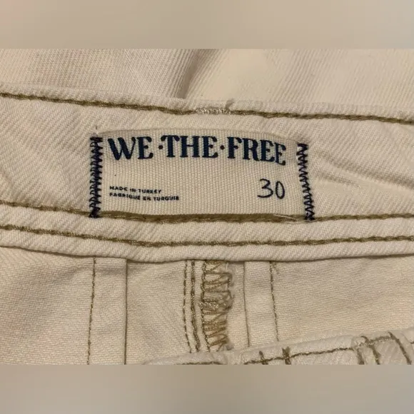 We the Free Equinox Denim Trouser Ivory 100% Cotton size 30 Pleated Wide Leg NWT