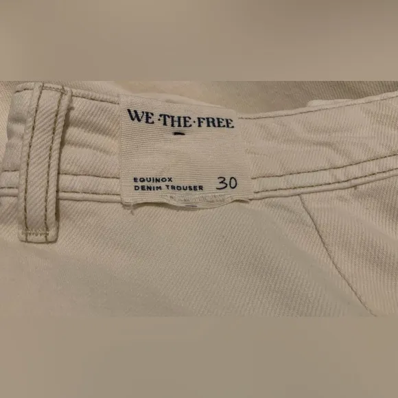 We the Free Equinox Denim Trouser Ivory 100% Cotton size 30 Pleated Wide Leg NWT