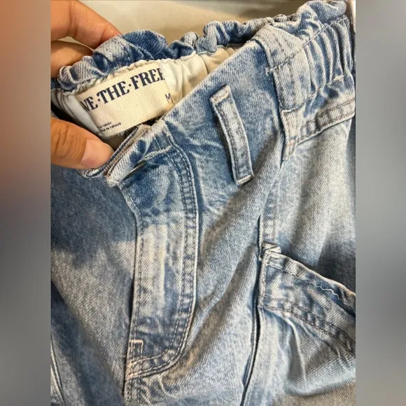 We The Free Hazel Pull On Drop Waist Harem Cargo Pocket Jeans