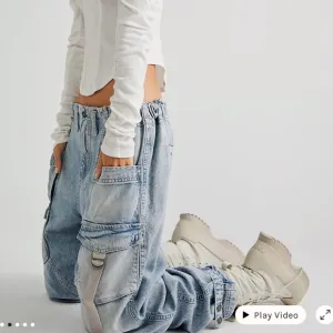 We The Free Hazel Pull On Drop Waist Harem Cargo Pocket Jeans