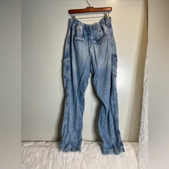 We The Free Hazel Pull On Drop Waist Harem Cargo Pocket Jeans