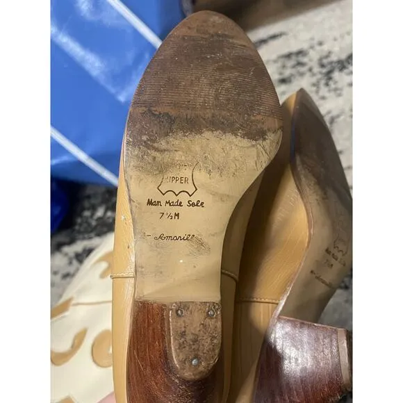 Westies Vintage Cowboy Boots Cream Tan Women's Size 7.5