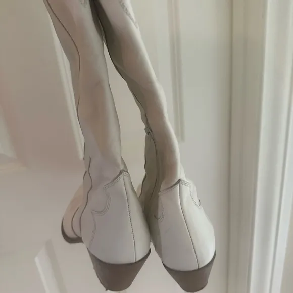 White Allegra Leather Cowboy Boots