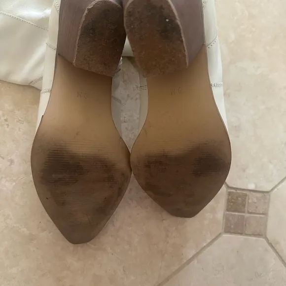 White Allegra Leather Cowboy Boots