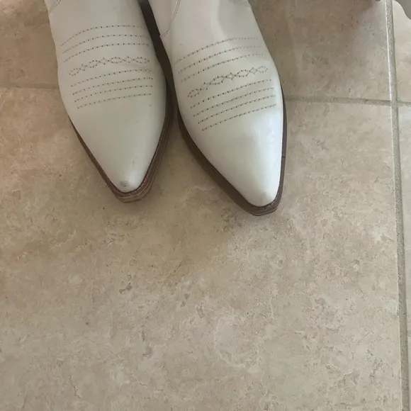 White Allegra Leather Cowboy Boots
