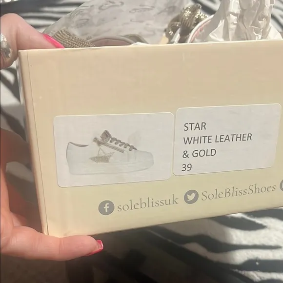 White and Gold Women's Sneakers