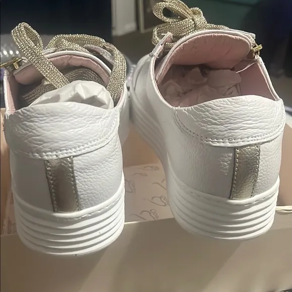 White and Gold Women's Sneakers