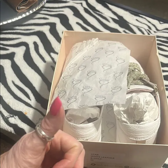 White and Gold Women's Sneakers