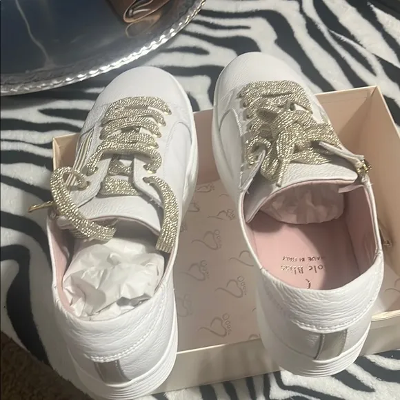 White and Gold Women's Sneakers