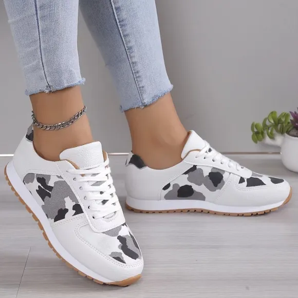 White Tie and Fly Printed Sneakers