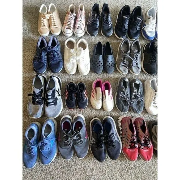 Wholesale Lot 12 Sneakers Nike Adidas Vans Asics Puma Cleats Kids Adults shoes