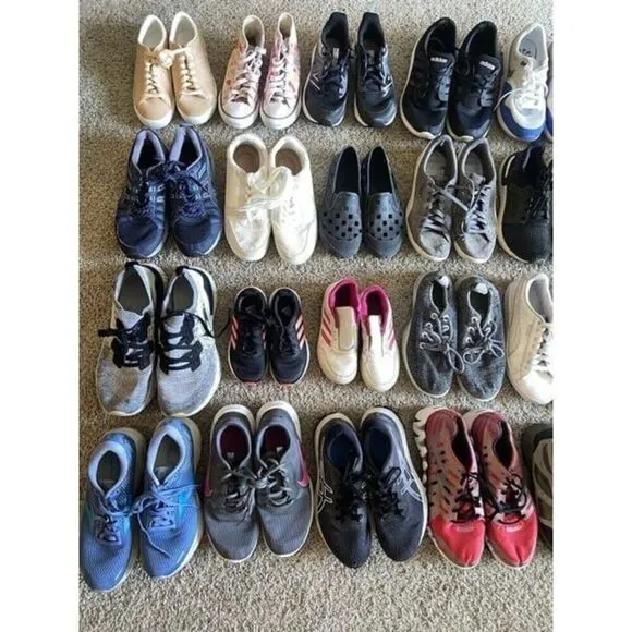 Wholesale Lot 20 Sneakers Nike Adidas Vans Asics Puma Cleats Kids Adults shoes