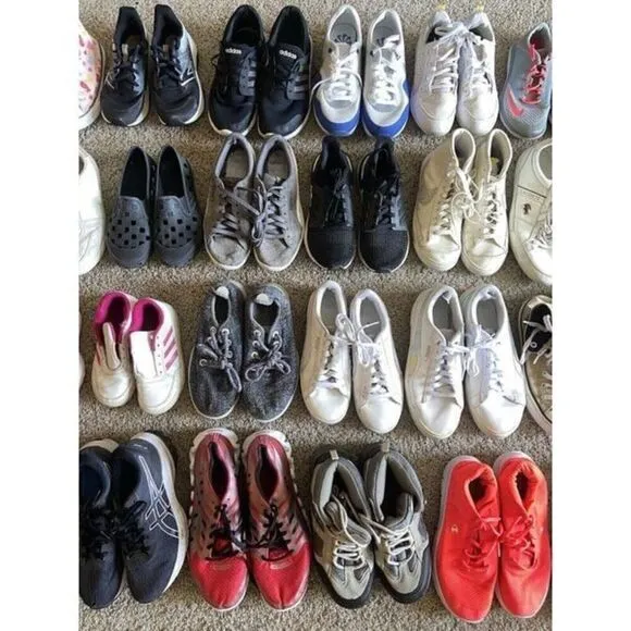 Wholesale Lot 20 Sneakers Nike Adidas Vans Asics Puma Cleats Kids Adults shoes