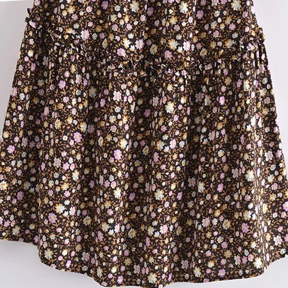 Wild Lavender Boho Floral Print Mini Skirt