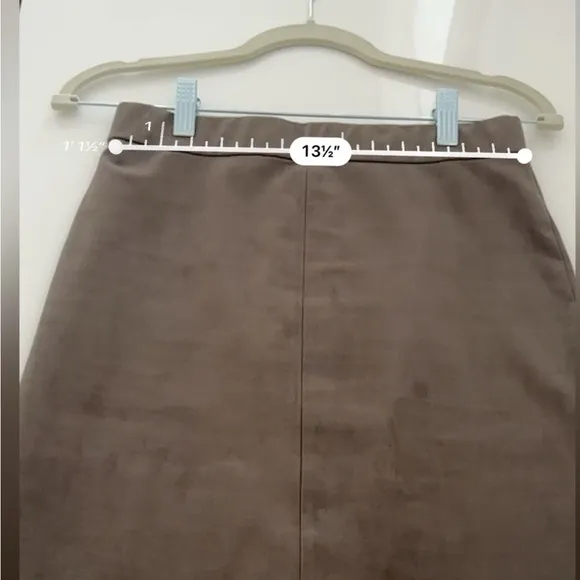 Wilfred Free Women’s Size 2 Faux Suede Midi Pencil Skirt Brown Side Slit Chic