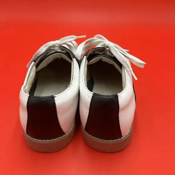 WILLITS Saddle Shoes Women's 10 White Black Leather Oxford Lace Up Retro 50s