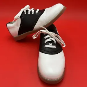 WILLITS Saddle Shoes Women's 10 White Black Leather Oxford Lace Up Retro 50s