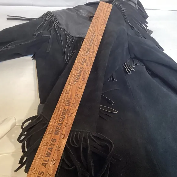 Wilsons Leather Vintage Women's Western Fringed Black Leather Jacket size small