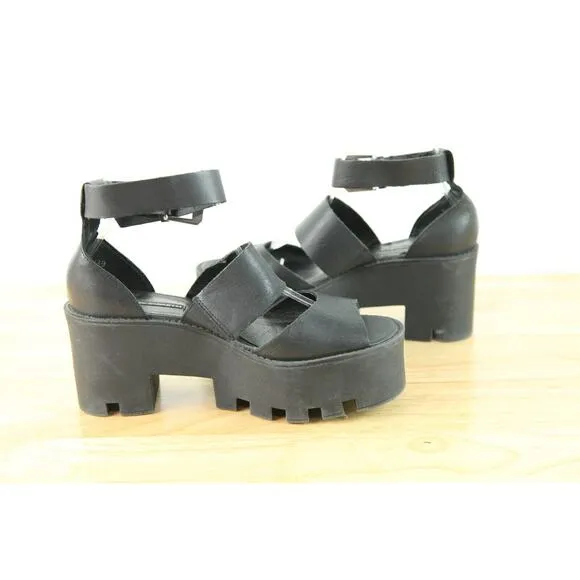 Windsor Smith 8 39 Black Chunky Heel Platform Sandals Princess Polly Grunge Boho