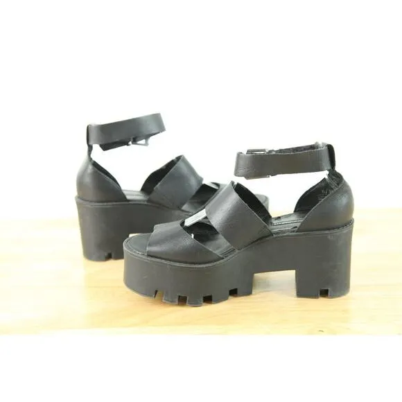 Windsor Smith 8 39 Black Chunky Heel Platform Sandals Princess Polly Grunge Boho
