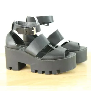 Windsor Smith 8 39 Black Chunky Heel Platform Sandals Princess Polly Grunge Boho
