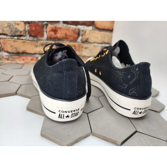 Women Sz 10 Converse CTAS 2in Platform Lift Low Black Spider Gothcore Custom