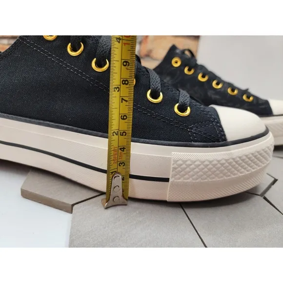 Women Sz 10 Converse CTAS 2in Platform Lift Low Black Spider Gothcore Custom