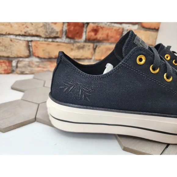 Women Sz 10 Converse CTAS 2in Platform Lift Low Black Spider Gothcore Custom