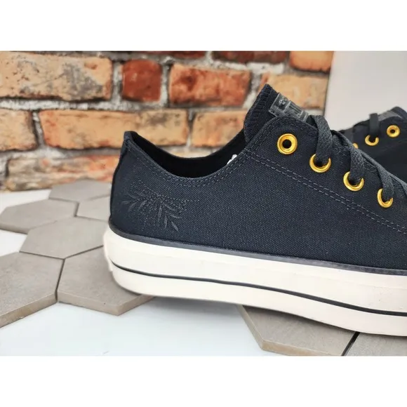 Women Sz 10 Converse CTAS 2in Platform Lift Low Black Spider Gothcore Custom