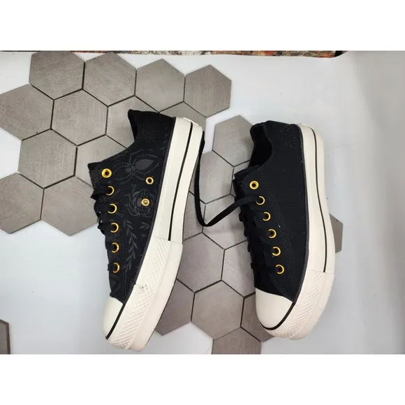 Women Sz 10 Converse CTAS 2in Platform Lift Low Black Spider Gothcore Custom