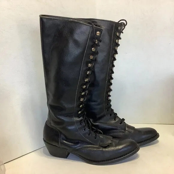 Women Vintage Boston Custom Made Shoes Knee High Lace Up Boots NO SIZE See Descr