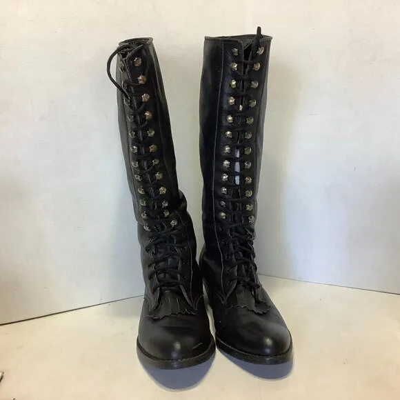 Women Vintage Boston Custom Made Shoes Knee High Lace Up Boots NO SIZE See Descr