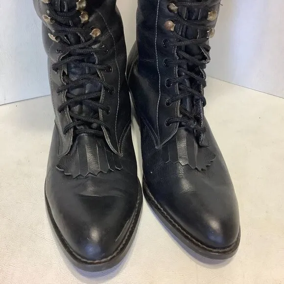 Women Vintage Boston Custom Made Shoes Knee High Lace Up Boots NO SIZE See Descr