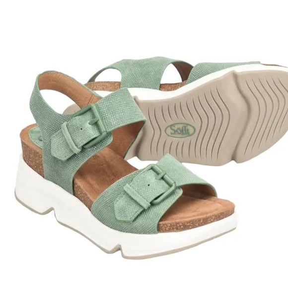 Women's 11 Söfft Leather Castello Chunky Textured Sandals Boho Lagenlook Cottage