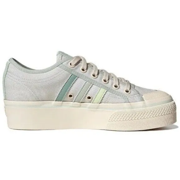 WOMENS Adidas Nizza Platform Cream White Green GX4605