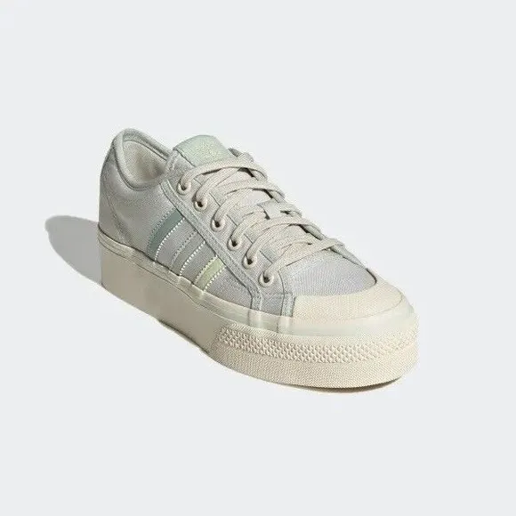 WOMENS Adidas Nizza Platform Cream White Green GX4605